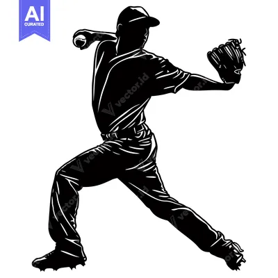 Popular premium asset: A Baseball Pitcher in a Throwing Motion Silhouette