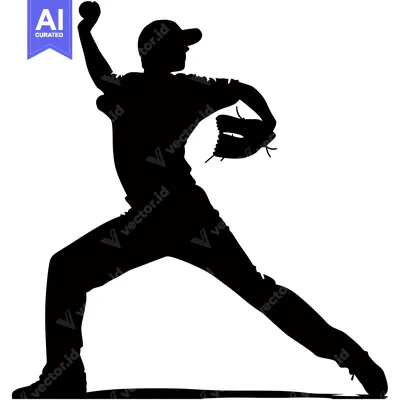 Aset premium populer: Silhouette of a Baseball Pitcher Throwing a Pitch