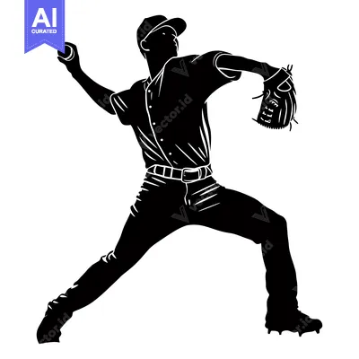 Aset premium populer: Silhouette of a Baseball Pitcher Throwing a Ball