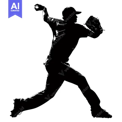 Premium design asset: Silhouette of a Baseball Player Throwing a Ball
