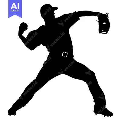 Aset premium populer: Silhouette of a Baseball Pitcher in Mid-Throw