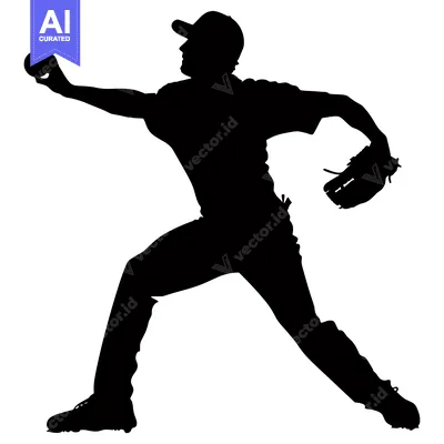 Aset desain premium: Silhouette of a Baseball Pitcher Throwing a Ball