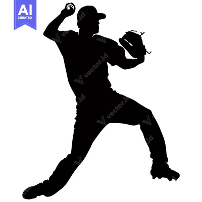 Premium design asset: Silhouette of a Baseball Player Throwing a Pitch