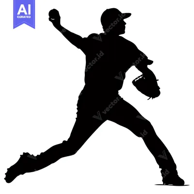 Silhouette of a Baseball Pitcher Throwing a Pitch