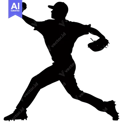Aset desain premium: Silhouette of a Baseball Pitcher Throwing a Ball