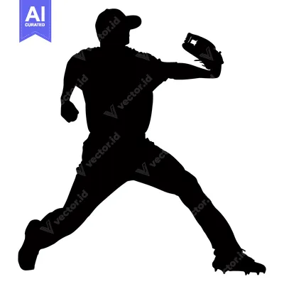 Silhouette of a Baseball Pitcher Throwing a Pitch