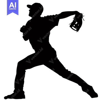 Silhouette of a Baseball Pitcher Throwing a Pitch