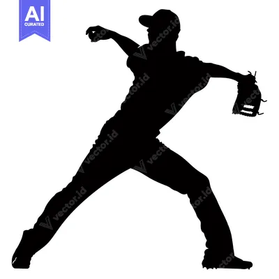 Silhouette of a Baseball Pitcher Throwing a Pitch
