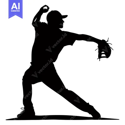 Aset premium populer: Silhouette of a Baseball Pitcher Throwing a Pitch