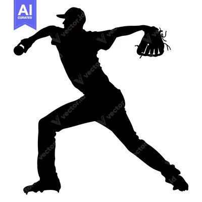 Aset desain premium: Silhouette of a Baseball Pitcher Throwing a Ball
