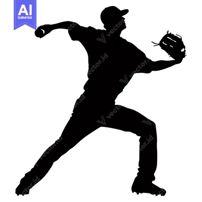Popular premium asset: Silhouette of a baseball pitcher throwing a pitch