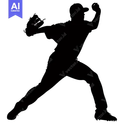 Silhouette of a baseball player throwing a ball