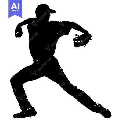 Popular premium asset: Silhouette of a Baseball Pitcher Throwing a Pitch