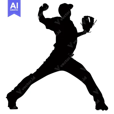 Silhouette of a Baseball Pitcher Throwing a Pitch