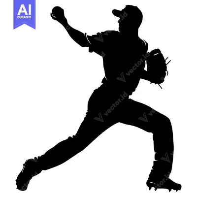 Premium design asset: Silhouette of a Baseball Pitcher Throwing a Ball