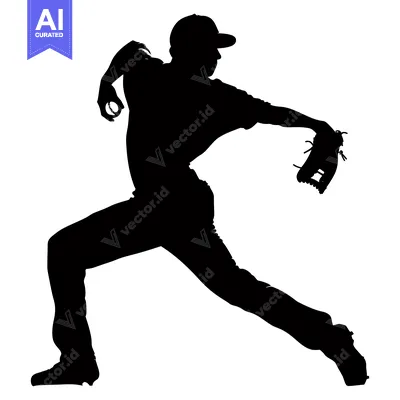 Aset desain premium: Silhouette of a Baseball Pitcher Throwing a Ball