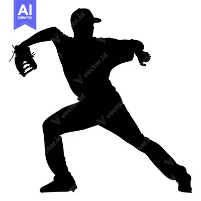 Silhouette of a Baseball Pitcher Throwing a Pitch