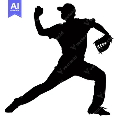 Silhouette of a Baseball Pitcher in Action