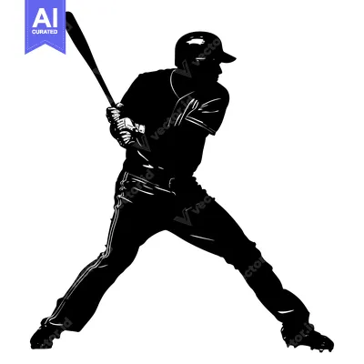 Popular premium asset: Silhouette of a Baseball Player Batting
