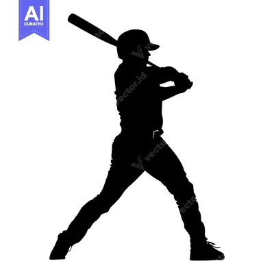 Premium design asset: Silhouette of a Baseball Player Batting
