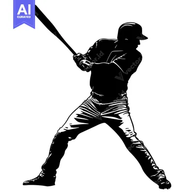 Aset desain premium: Silhouette of a Baseball Player Swinging a Bat
