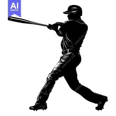 Aset desain premium: Silhouette of a Baseball Player Swinging a Bat