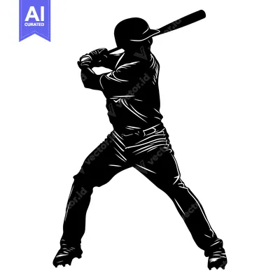 Aset premium populer: Silhouette of a Baseball Player Swinging a Bat