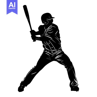 Popular premium asset: Silhouette of a Baseball Player Swinging a Bat