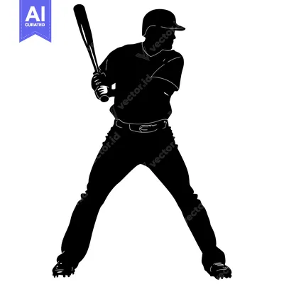 Aset desain premium: Silhouette of a Baseball Player Batting