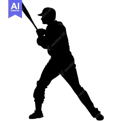 Aset desain premium: Silhouette of a Baseball Player Swinging a Bat