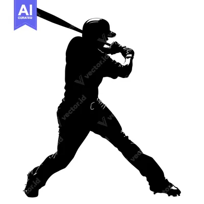 Silhouette of a Baseball Player Swinging a Bat