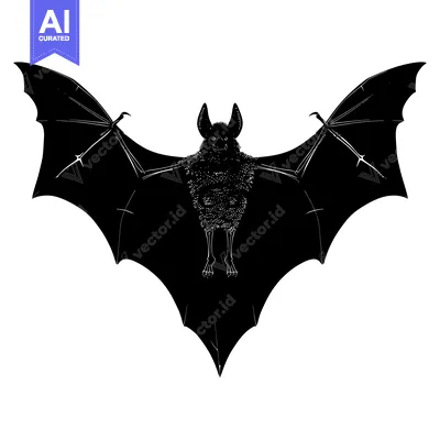 Aset premium populer: A Black and White Silhouette of a Bat with Spread Wings