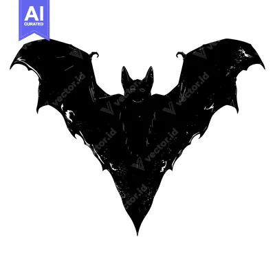 Popular premium asset: Black and white silhouette of a bat with outstretched wings