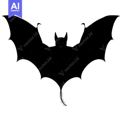 Premium design asset: Black and White Silhouette of a Bat with Spread Wings