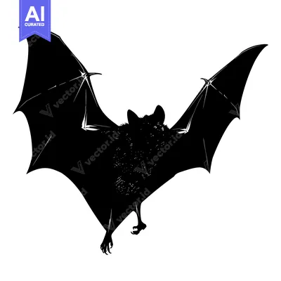Popular premium asset: Black and White Silhouette of a Bat with Spread Wings