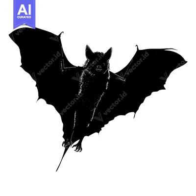 Premium design asset: Black and White Silhouette of a Bat in Flight