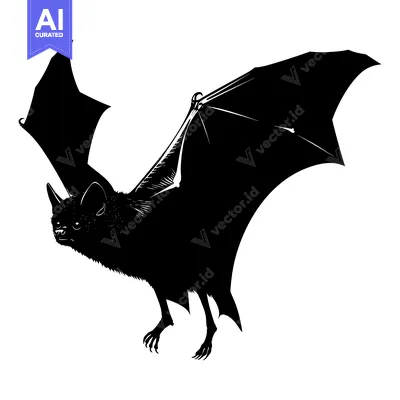 Popular premium asset: Black and White Silhouette of a Bat in Flight