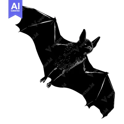 Premium design asset: Black and White Silhouette of a Bat in Flight