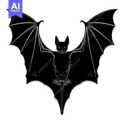 Premium design asset: Black and White Silhouette of a Bat with Spread Wings