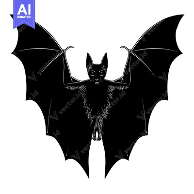 Aset premium populer: Silhouette of a Bat with Spread Wings