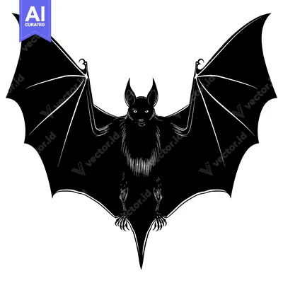 Popular premium asset: Black and white silhouette of a bat with outstretched wings