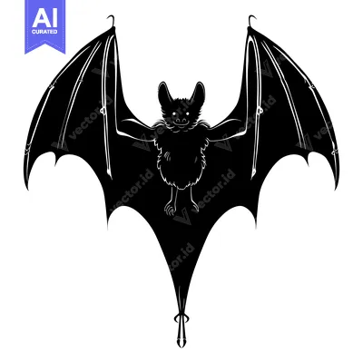 Aset premium populer: Black and white silhouette of a bat with outstretched wings