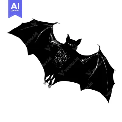 Popular premium asset: Black and White Illustration of a Bat in Flight