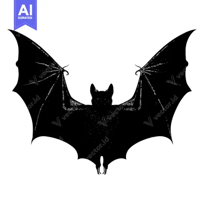 Aset premium populer: Black and White Silhouette of a Bat with Spread Wings