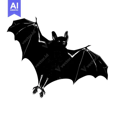 Aset desain premium: Black and White Silhouette of a Bat in Flight
