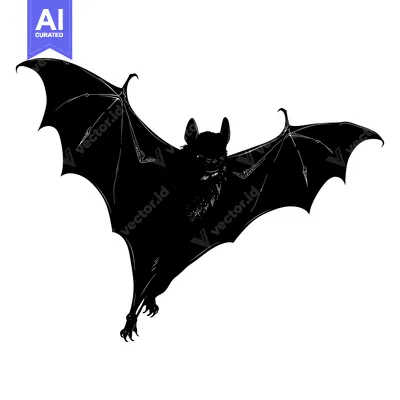 Premium design asset: Black and White Silhouette of a Bat in Flight