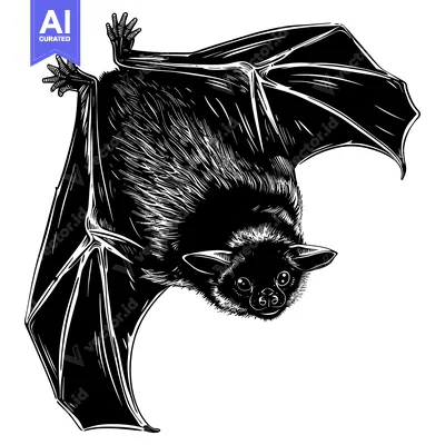 Aset premium populer: Black and White Line Art Illustration of a Bat