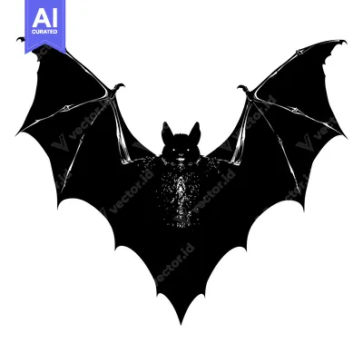 Aset premium populer: Black and White Silhouette of a Bat with Spread Wings