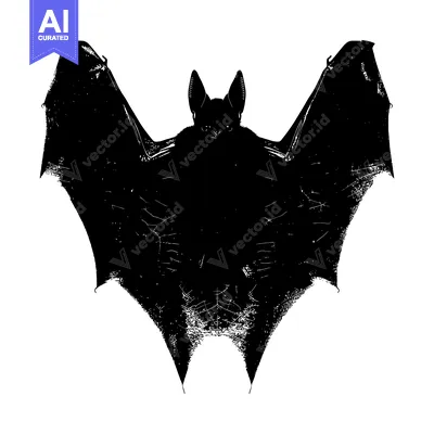 Premium design asset: Black and White Silhouette of a Bat with Spread Wings