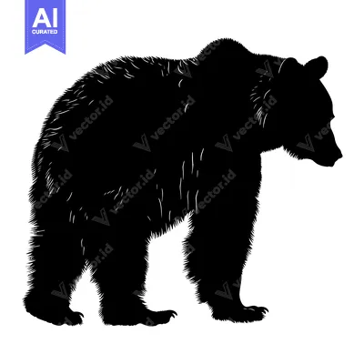 Aset premium populer: Silhouette of a Grizzly Bear Standing on All Fours